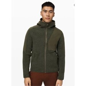Lululemon Tundra Trek Fleece Jacket mens Large Green Zip Up Hood